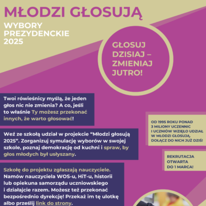 Młodzi Głosują zaproszenie do udziału w projekcie.